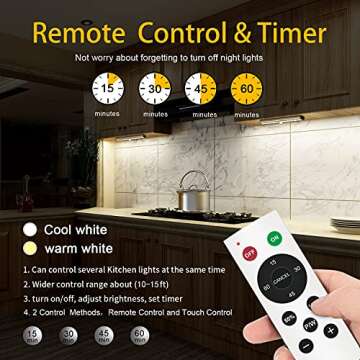 Remote Control Under Cabinet Lighting Wireless 6 Pack, 20-LED Dimmable Closet Lights Rechargeable Un...