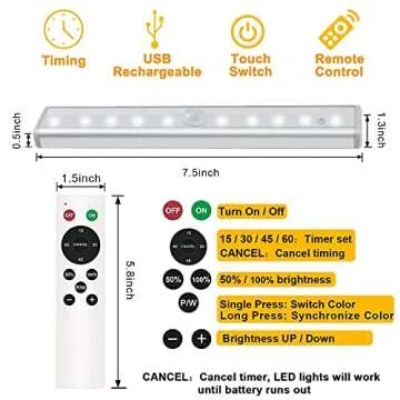 Dimmable Wireless Under Cabinet Lighting with Remote Control