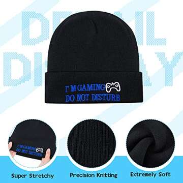 4 Pieces I'm Gaming Socks Beanie Hats, Included 2 Pairs Novelty Gamer Casual Crew Socks and 2 Pieces...