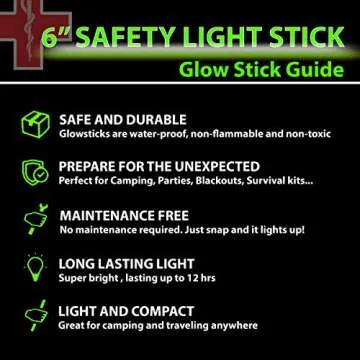 32 Ultra Bright 6 Inch Large Green Glow Sticks - Chem Lights Sticks with 12 Hour Duration - Camping Glow Sticks, Emergency Glow Sticks For Storms Blackouts - Glowsticks for Parties and Kids Activities
