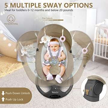 KIDSVIEW Bluetooth Baby Swing for Infants, 5 Speed Electric Baby Swing with Music Speaker and 12 Preset Lullabies for 0-9 Months
