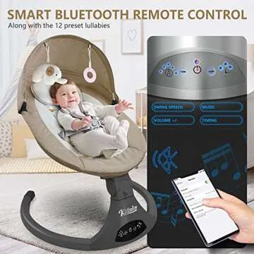 KIDSVIEW Bluetooth Baby Swing for Infants, 5 Speed Electric Baby Swing with Music Speaker and 12 Preset Lullabies for 0-9 Months