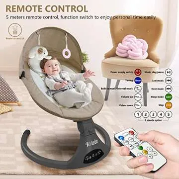 KIDSVIEW Bluetooth Baby Swing for Infants, 5 Speed Electric Baby Swing with Music Speaker and 12 Preset Lullabies for 0-9 Months