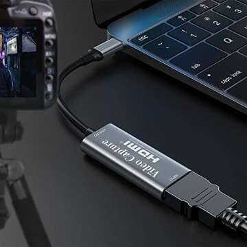Papeaso Video Capture Card, Video Recording Card Wonderful 4K HDMI to 1080P USB C for Gaming Streaming TV Recorder, for Windows Mac OS System with USB C Adapter to Adjust PS4, Switch, Xbox1