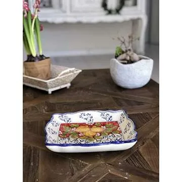 CERAMICHE D'ARTE PARRINI - Italian Ceramic Art Pottery Serving Bowl Small Centerpieces Hand Painted Decorative Lemons Made in ITALY Tuscan