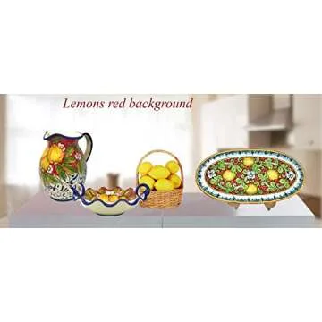 CERAMICHE D'ARTE PARRINI - Italian Ceramic Art Pottery Serving Bowl Small Centerpieces Hand Painted Decorative Lemons Made in ITALY Tuscan