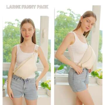 YogoRun Fanny Pack Nylon Waist Pack for Women Men Crossbody Bag Everywhere Belt Bag Beige Waist Bag ...