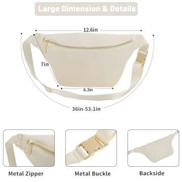 YogoRun Fanny Pack Nylon Waist Pack for Women Men Crossbody Bag Everywhere Belt Bag Beige Waist Bag (Large,Beige)