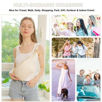 YogoRun Fanny Pack Nylon Waist Pack for Women Men Crossbody Bag Everywhere Belt Bag Beige Waist Bag (Large,Beige)