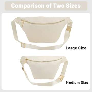 YogoRun Fanny Pack Nylon Waist Pack for Women Men Crossbody Bag Everywhere Belt Bag Beige Waist Bag (Large,Beige)