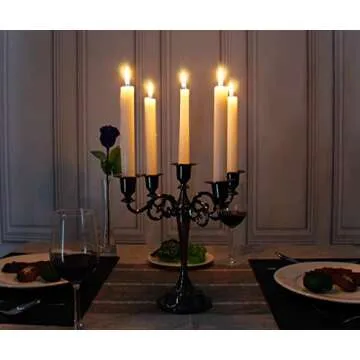 Maiheimoon Metal Candelabra Retro Candlestick Holder for Candlelight Dinner and Table Decoration (5 Arms-Black-1)