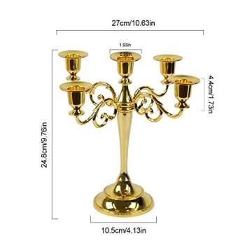 Maiheimoon Metal Candelabra Retro Candlestick Holder for Candlelight Dinner and Table Decoration (5 Arms-Black-1)