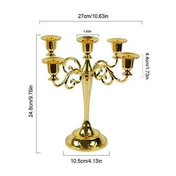 Maiheimoon Metal Candelabra Retro Candlestick Holder for Candlelight Dinner and Table Decoration (5 Arms-Black-1)