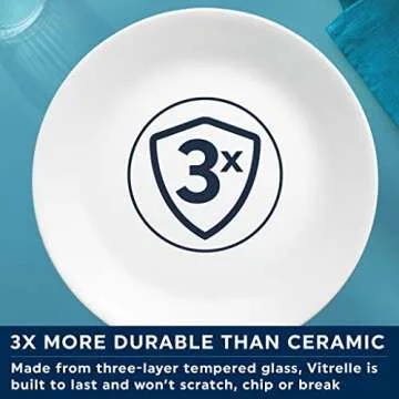 Corelle Vitrelle 4-Piece Dinner Plates, Durable & Eco-Friendly