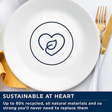 Corelle Vitrelle 4-Piece Dinner Plates, Durable & Eco-Friendly