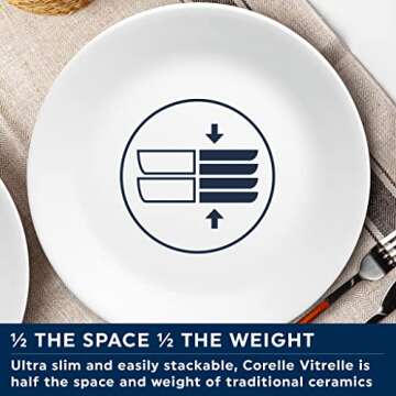 Corelle Vitrelle 4-Piece Dinner Plates, Durable & Eco-Friendly