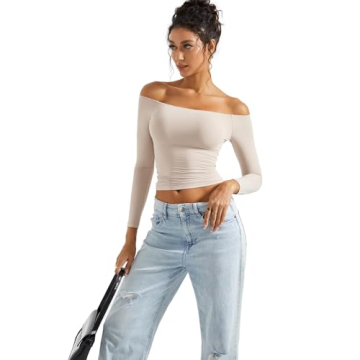 Stylish SUUKSESS Off The Shoulder Long Sleeve Shirt for Women