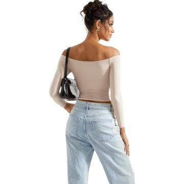 Stylish SUUKSESS Off The Shoulder Long Sleeve Shirt for Women