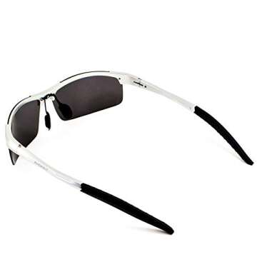 ANDOILT Mens Sports Polarized Sunglasses UV Protection Sunglasses for Men Fishing Driving Silver Frame Silver Lens