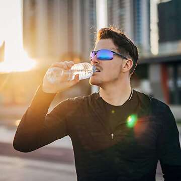 ANDOILT Mens Sports Polarized Sunglasses UV Protection Sunglasses for Men Fishing Driving Silver Frame Silver Lens