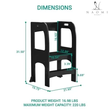 Safe Non-Slip Wooden Toddler Step Stool Kitchen Helper