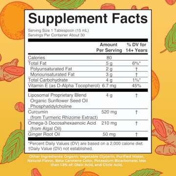 MaryRuth Organics | Liposomal Turmeric & DHA | Curcumin | Ginger Root Oil | Algal DHA & Vitamin E | ...