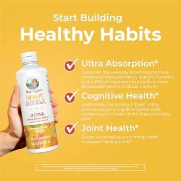 MaryRuth Organics | Liposomal Turmeric & DHA | Curcumin | Ginger Root Oil | Algal DHA & Vitamin E | Cognitive Function | Mood Support | Joint Health | Liquid Supplement | 15.22 oz