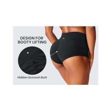 CRZ YOGA Womens Butterlift Hidden Scrunch Butt Lifting Booty Shorts - High Waisted Yoga Workout Dance Gym Athletic Black XX-Small