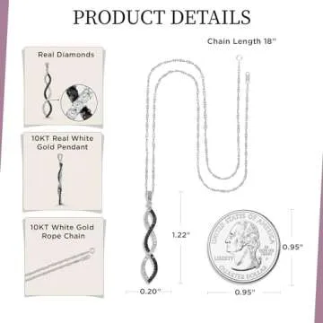 Elegant Jewelili 10K White Gold Diamond Twist Pendant