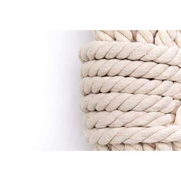 Tosnail 50 Feet Natural Triple-Strand Cotton Rope
