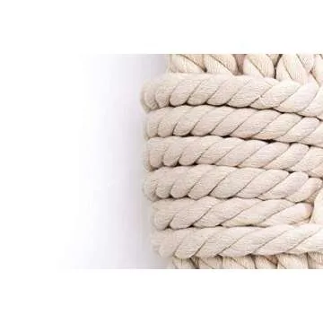 Tosnail 50 Feet Natural Triple-Strand Cotton Rope