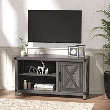AM alphamount TV Console Cabinet for TVs up to 50 Inch W/Media Shelves, Farmhouse TV Stand Style Ent...
