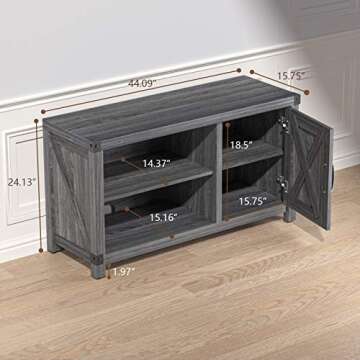 AM alphamount TV Console Cabinet for TVs up to 50 Inch W/Media Shelves, Farmhouse TV Stand Style Entertainment Center for Soundbar or Other Media, Barn Door TV Stand with Storage, APRTS03D