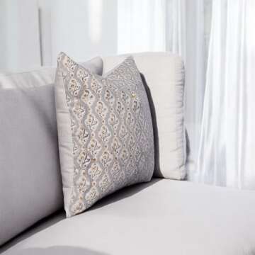 ADEESHA DECOR Block Print Duck Canvas Pillow Cover, 20x20 Inch Decorative Handmade Vintage Fall Pill...