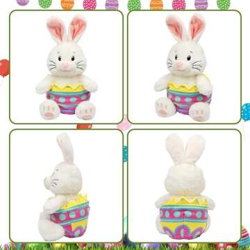 Hopearl Stuffed Easter Bunny with Removable Easter Eggshell Detachable Plush Rabbit Toy Cute Eggs Hu...