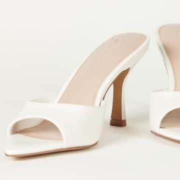 The Drop Women's Mandy Pointed-Toe Heeled Sandal, White, 7.5