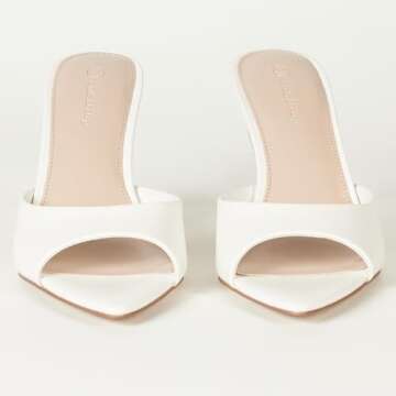 The Drop Women's Mandy Pointed-Toe Heeled Sandal, White, 7.5