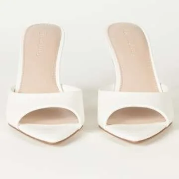 The Drop Women's Mandy Pointed-Toe Heeled Sandal, White, 7.5