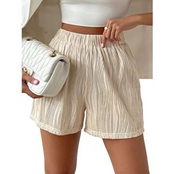 Avanova Women's Athletic Shorts Elastic High Waisted Textured Casual Summer Shorts Apricot Medium