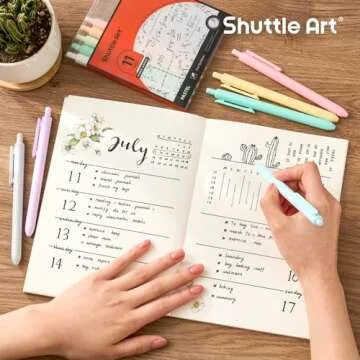 Shuttle Art Retractable Pastel Gel Ink Pens, 11 Pack Black Ink Pens, Cute Pens 0.5mm Fine Point for Writing Journaling Taking Notes School Office Home