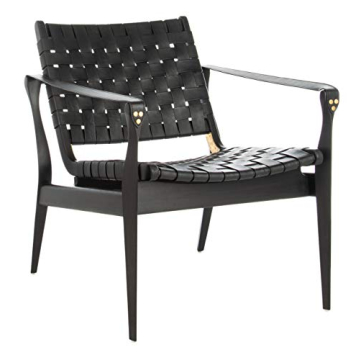 Exquisite Safavieh Couture Dilan Black Woven Leather Safari Chair for Modern Living