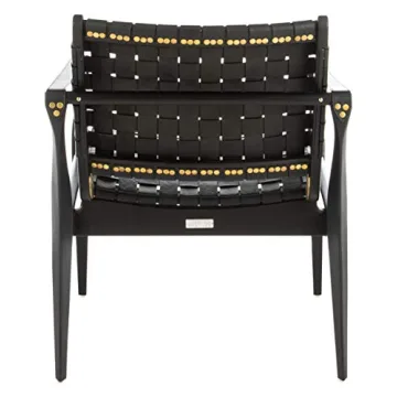 Stylish Safavieh Couture Dilan Accent Chair in Black Leather