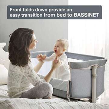 RONBEI Baby Bassinet Bedside Sleeper - Easy to Assemble & Adjustable for Newborns