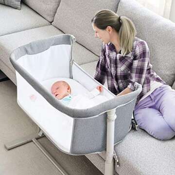 RONBEI Baby Bassinet Bedside Sleeper - Adjustable & Easy to Assemble