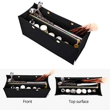 LEXSION Felt Purse Organizer Insert,Handbag Organizer with Detachalbe Zipper Pocket for ONTHEGO PM,3 Size 8034 Black Small