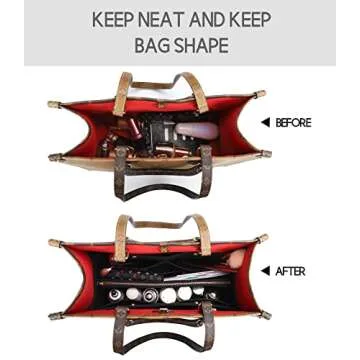 LEXSION Felt Purse Organizer Insert,Handbag Organizer with Detachalbe Zipper Pocket for ONTHEGO PM,3 Size 8034 Black Small