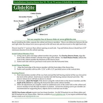 GlideRite 28" Drawer Slides, 100 lbs Capacity, Silver