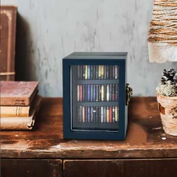 Anxiety Bookshelf Mini Bookshelf Ornament Miniature Bookshelf Decor Shake Bookshelf Shake Away Your Anxiety Miniature Book Library with 60pcs Mini Books for Book Lovers Home Room Office Decor (Blue)