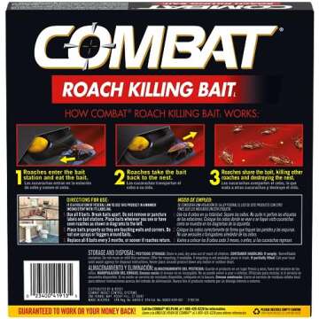 Combat Roach Killing Bait, Roach Bait Station For Large Roaches, Kills The Nest, Child-Resistant, 8 Count,Insects