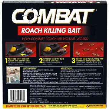 Combat Roach Killing Bait, Roach Bait Station For Large Roaches, Kills The Nest, Child-Resistant, 8 Count,Insects
